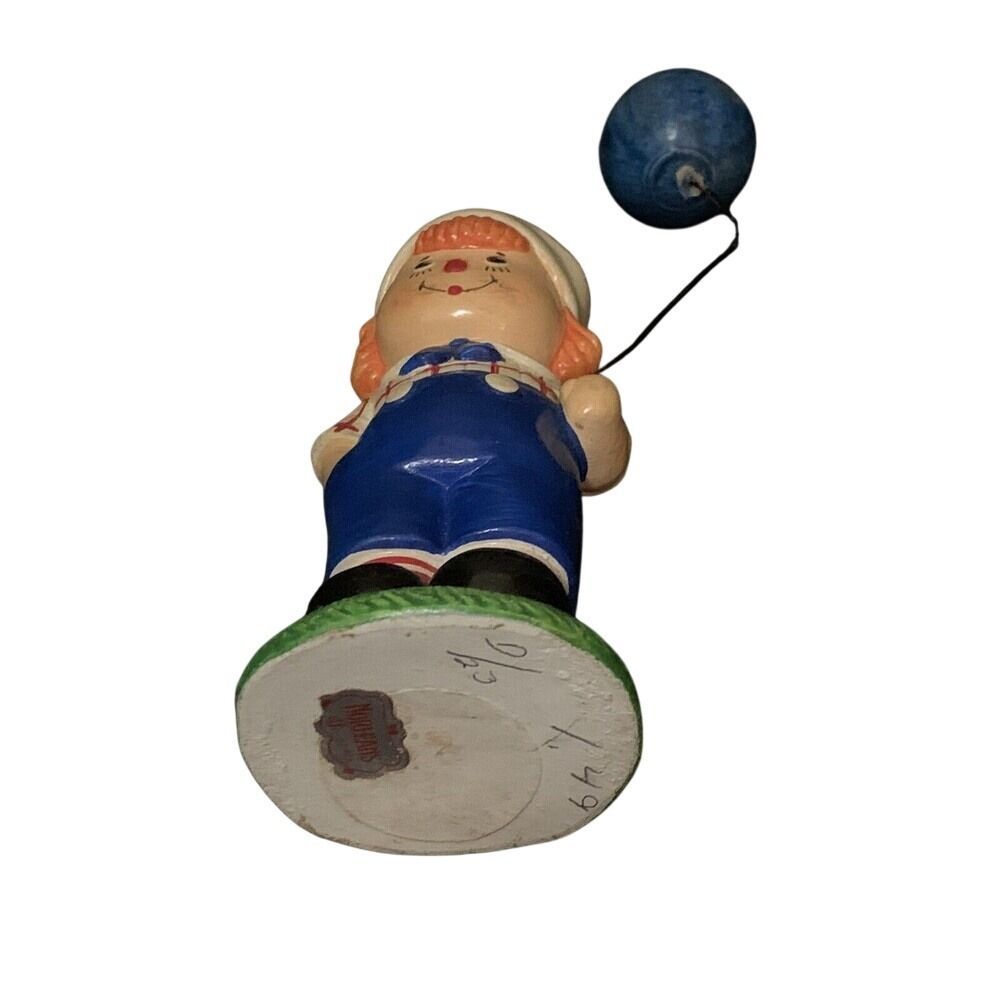 Vintage Norleans Japan Raggedy Ann & Andy Ceramic Figurines Blue Balloon Set 3 - Picture 6 of 6